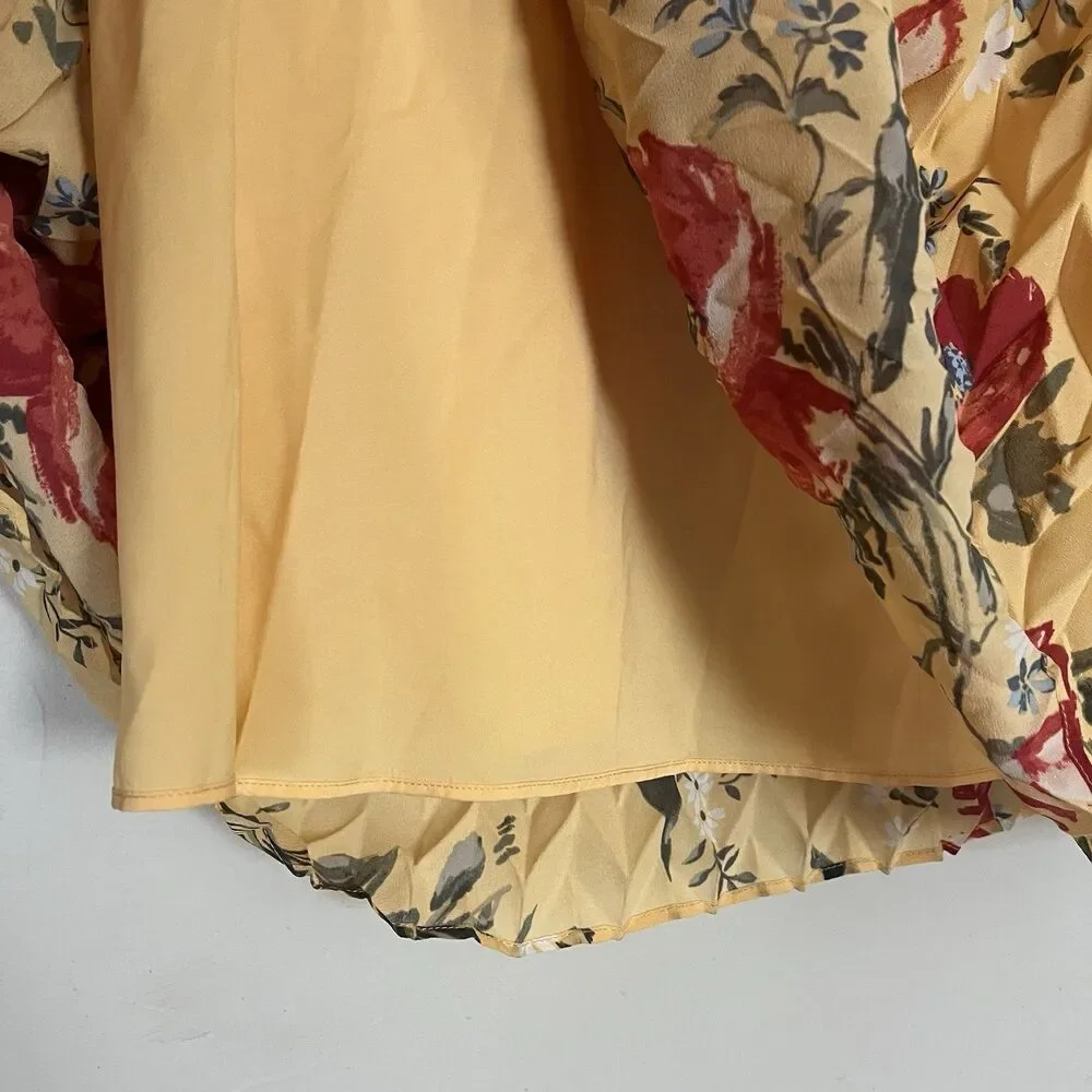Abercrombie & Fitch Pleated Halter Maxi Dress, Yellow Floral, Empire Waist SZ XS - Picture 10 of 16